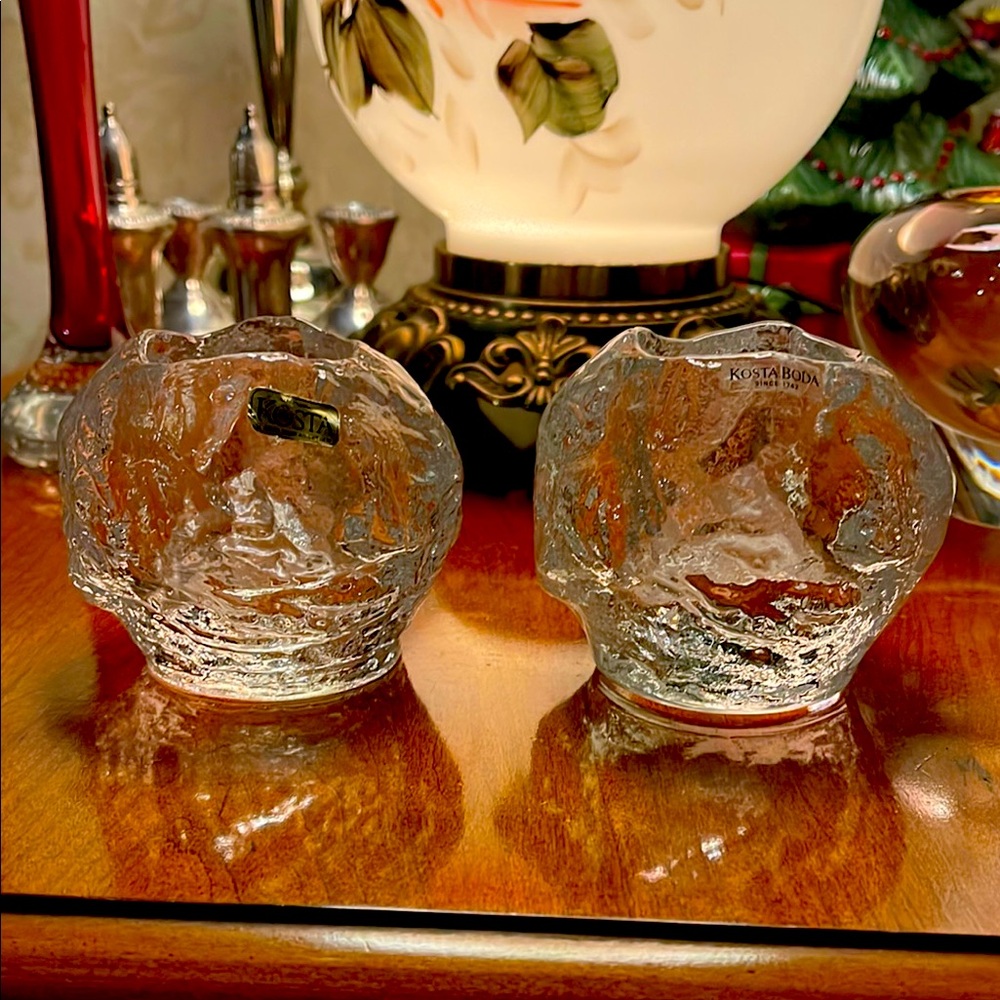 Kosta Boda Clear Glass Candle Holders